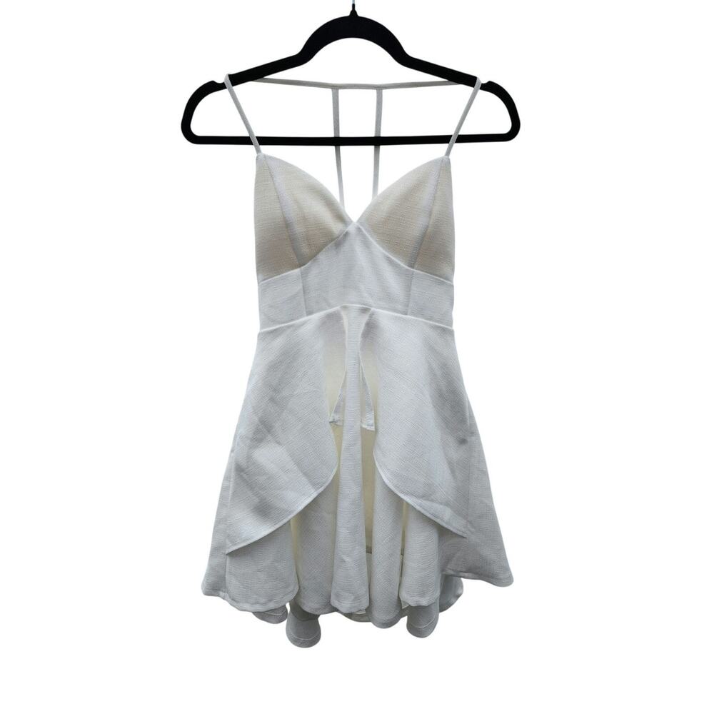 tea & cup Size Medium Off-White Cutout Strappy Back Layered Skirt Mini Dress
